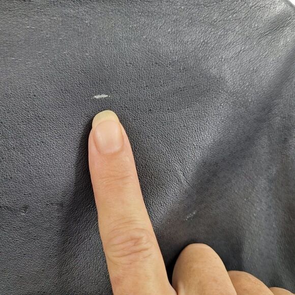 Vintage 80s Newport News Leather Coat Blazer Notched Collar Button Down Black 18 - Picture 5 of 15